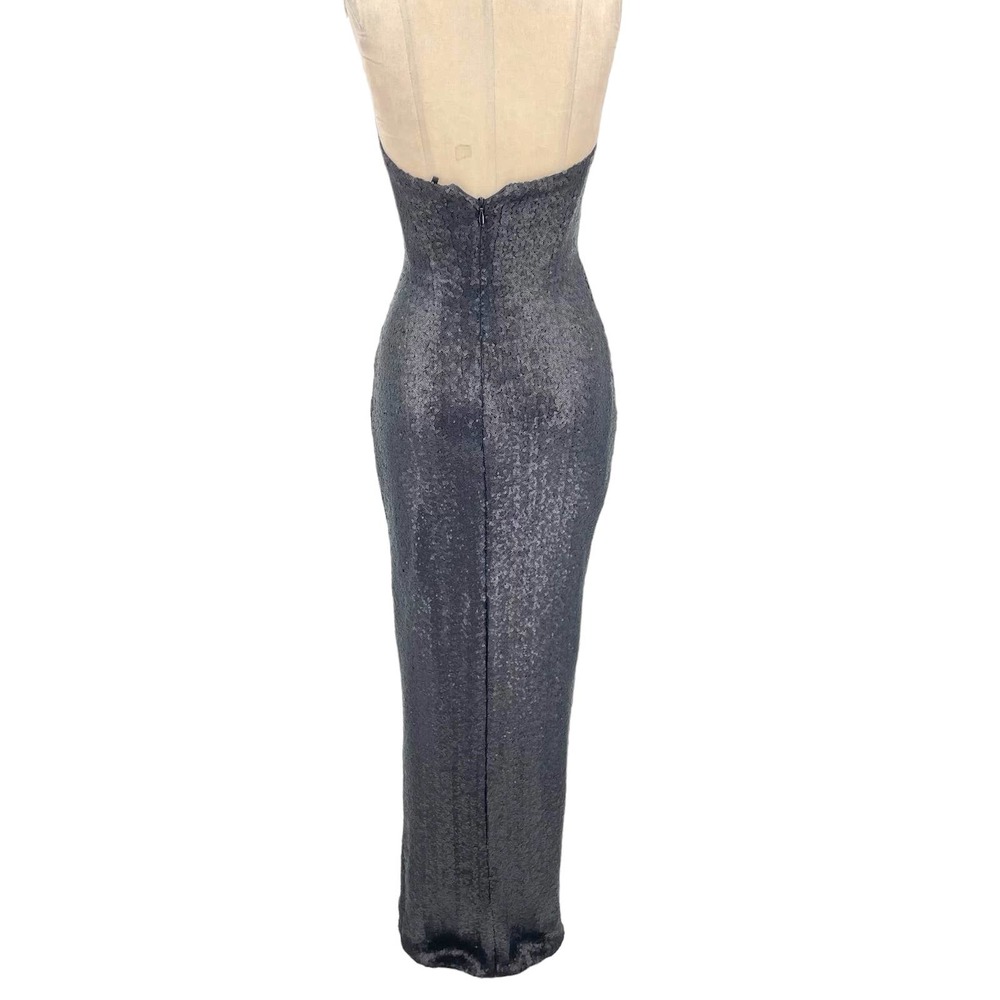 Nookie Black Strapless Sequin Gown with Side Thigh Slit - Picture 4 of 12